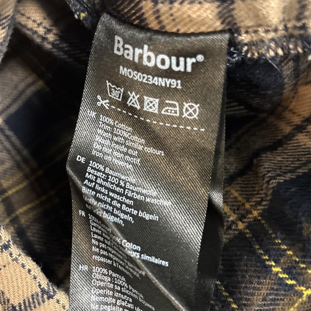 Barbour 100% Cotton Plaid Fleece Button Down Shirt/Jacket Size Large - Picture 7 of 9